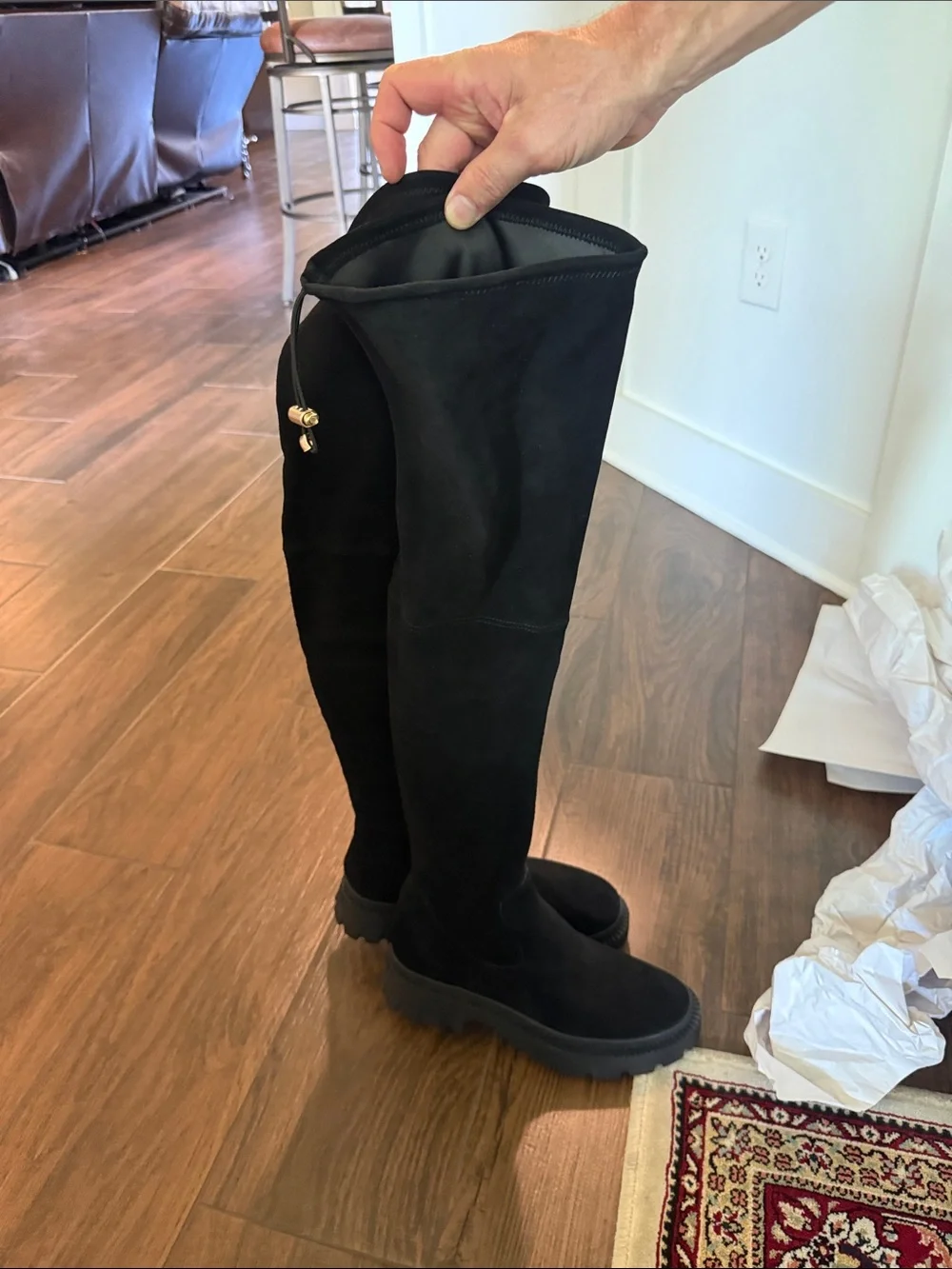 Coach Black Suede Over-the-Knee Lug Sole Boots